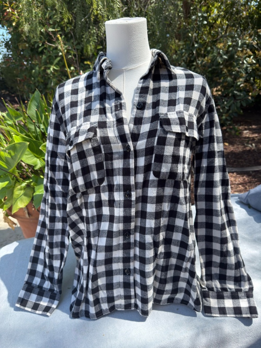Madewell Black & White Plaid Flannel